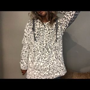 NWOT plush cheetah print hoodie